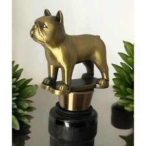 Adorable French Bulldog Frenchie Lover Gold Metal Wine Bottle Stopp...